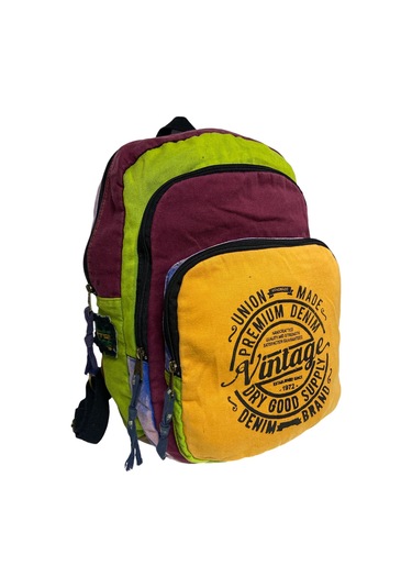 Kaliteli Vintage Disayn Sırt Gezi Çantası New Patchwork 5017 Turuncu