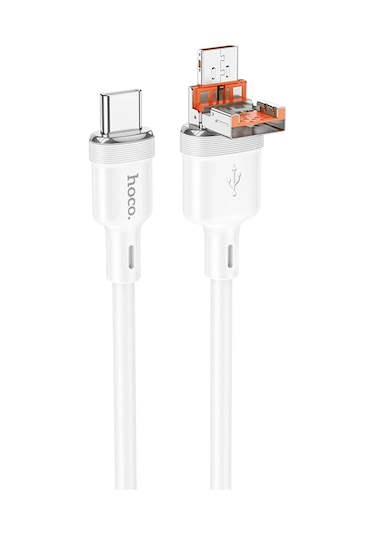 Hoco. U131 1.2m 2in1 Usb Ve Type-c To Type-c Şarj Data Kablosu - Beyaz