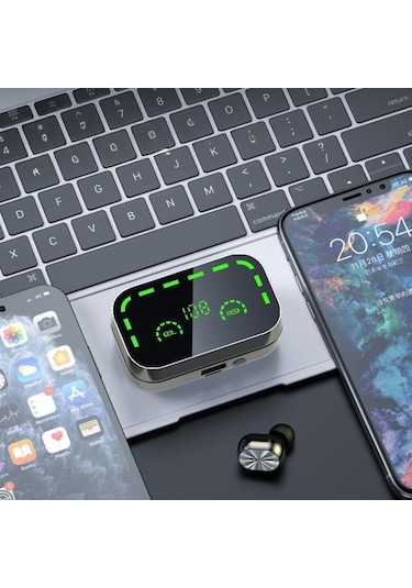 Bluetooth Kulaklık Tws5.3 Ayna Büyük Ekran Akıllı Dijital Ekran Spor Kulak İçi Kulaklıklar