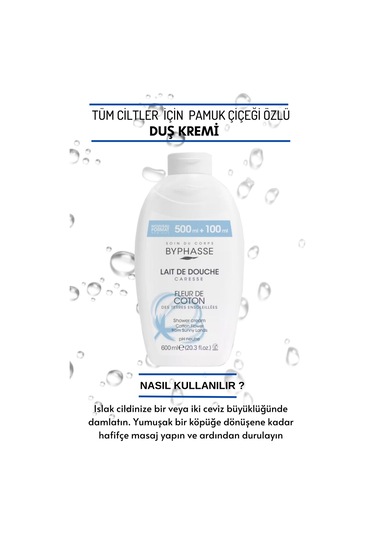 Byphasse Caresse Pamuk Çiçeği Özlü Kremli Duş Jeli 600 ML
