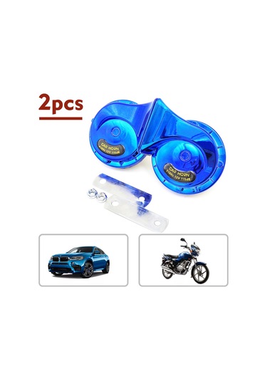 Dianziye 12v Çift Tonlu Salyangoz Klakson, 115db Yüksek Ses, Abs Malzeme, Otomobil Motosiklet Elektrikli Araçlar İçin Uyumlu, Mavi 2 Adet
