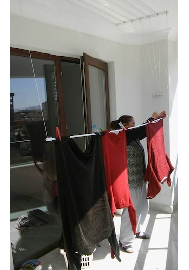 Güneş Asansörlü Çamaşır Askısı Çamaşırlık 5 Çubuklu 100 CM Gümüş