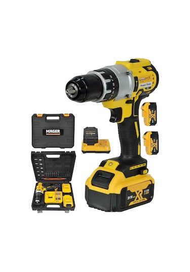 Mager ZY-O2 13 MM Çelik Madren 10 Pilli Darbeli 24 Pcs Setli  Led Göstergeli Şarjlı Akülü Vidalama Matkap