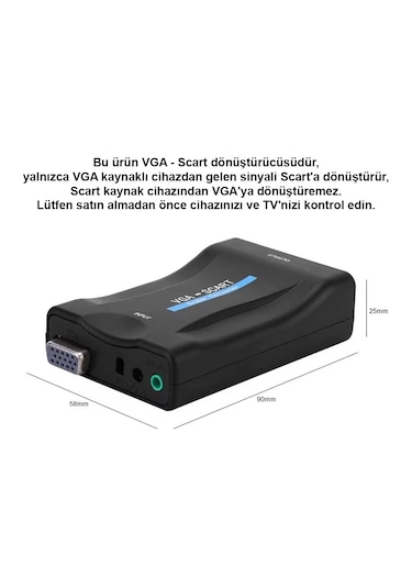 Cr02 Vga Dan Scart Video Ve Ses Dönüştürücü Adaptör Uzaktan Kumandalı
