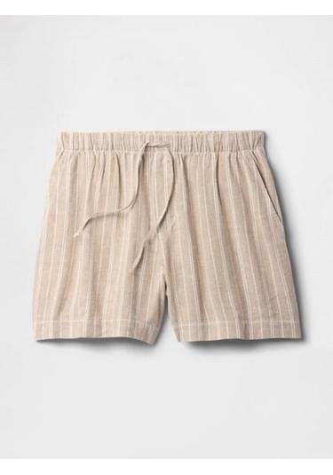 Gap 713422002 V-linen 4 In Easy Po Stripe Kadın Şort Haki