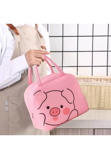 Karikatür Domuz Öğle Yemeği Çantası Sevimli Öğle Yemeği Çantası Taşınabilir Öğle Yemeği Kutusu Büyük Öğle Yemeği Çantası Su Geçirmez Yalıtımlı Öğle Yemeği Çantası Diğer