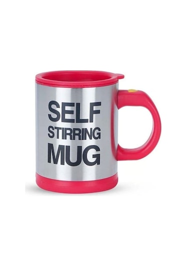 Bilger Kendi Kendini Karıştıran Mikser Kupa Termos Bardak Self Stirring Mug -467 Kırmızı