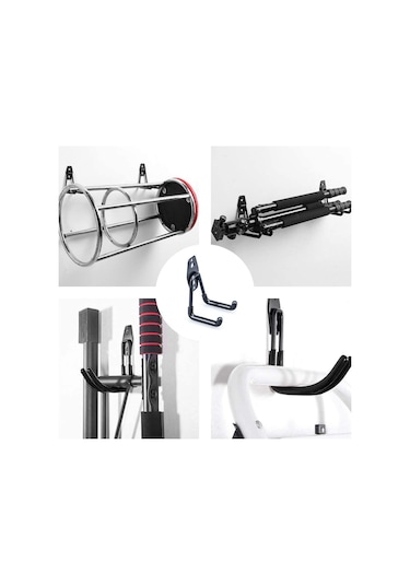 Wezone Dayanıklı Çelik Garaj Askılığı - Bisiklet, Merdiven Ve Bahçe Ekipmanları İçin Duvar Siyah