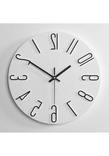 Ulzyvf Basit Duvar Asma Ev Yaratıcı Saat Kadın Kutulu Beyaz Üzerinde Siyah Harfler 30 Cm 12 İnç Saat Beyaz