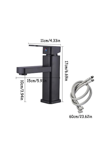 Maoyaya Banyo Musluğu, 60 Cm, Paslanmaz Çelik Siyah, İnox, Kullanışlı Model İnox