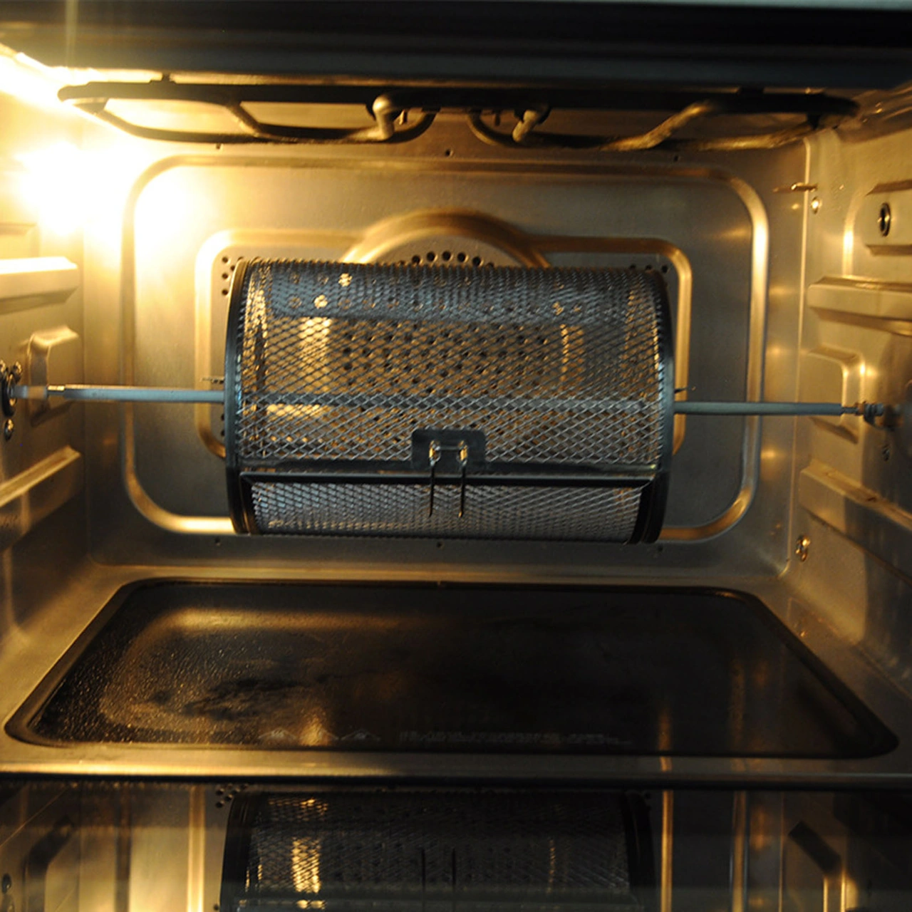 Youmex Fırın Uyumlu Paslanmaz Çelik Döner Fırın Kafesi - Fıstık, Fındık, Kestane, Kuruyemiş Pişirme Aleti 23x12cm Diğer