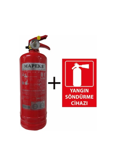 Mapeks Yangın Tüpü 1 KG ve Yangın Tüpü Levhası 2'li Set