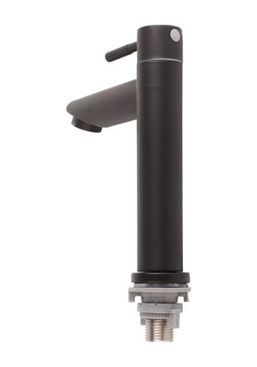 Tenfowee Siyah Banyo Lavabo Kraanı - Sus304 Paslanmaz Çelik - Tek Soğuk Su - G1/2 Erkek Dişli - Pıhtıksız Su Akışı - Ev, Mutfak, Balkon Uygun Siyah