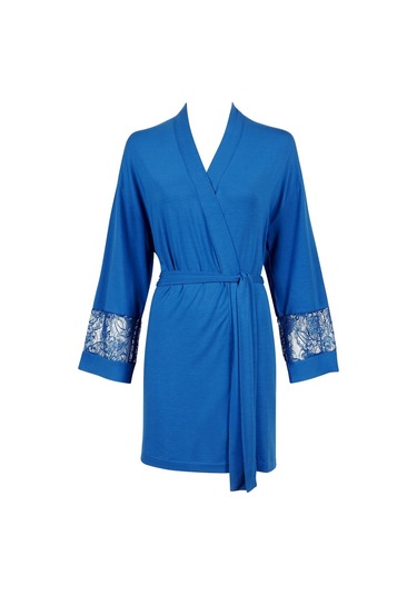 Aubade Lazy Days Kimono Seiden - Modal Kumaş Ve Dantel Detaylı Mavi