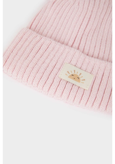 Defacto Kız Bebek Dokuma Etiketli Triko Bere C8165a525wnpn424 Pembe