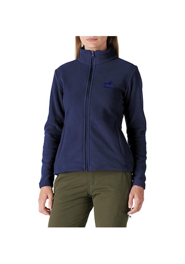 Genıus Store Kadın Tam Fermuarlı Kalın Outdoor Polar Ceket Lacivert