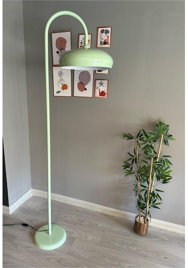 Mint Lambader Modern Dekoratif Metal Oturma Odası Çalışma Odası Zemin Lambası 6995 Yeşil