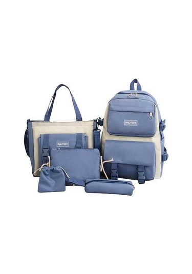 Ebitda Öğrenci Seti: Sırt, Keten, Messenger, Kalemlik, El Çantası Mavi Mavi