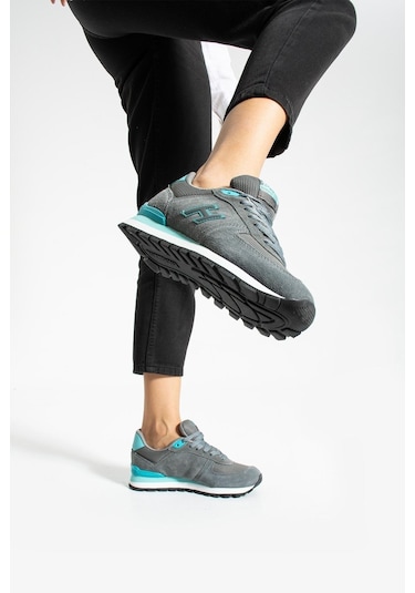 Hammer Jack Peru Kadın Hakiki Deri Sneakers Ayakkabı 102 19250-g Gri Turkuaz Gri - Turkuaz