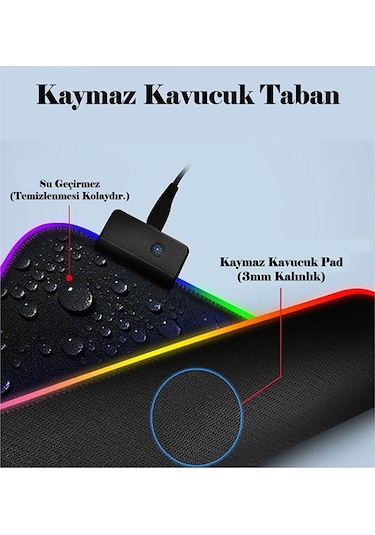 Batcell RGB Ledli Oyuncu Mousepad Büyük 80 x 30 CM