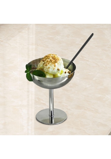 Homyl Paslanmaz Çelik Dondurma Fincan Tatlı Parti Bebek 11cm Gümüş