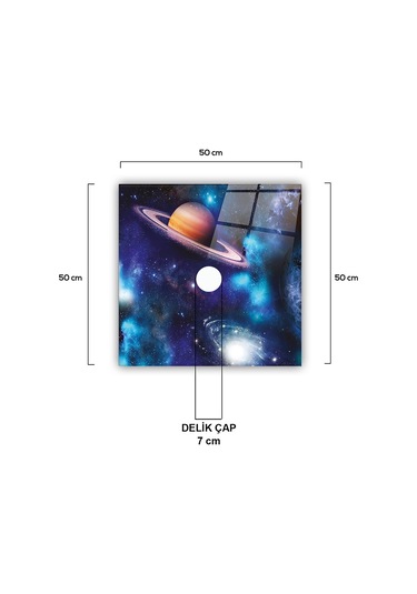 Cam Avize Göbeği | Galaksi Desen | Renkli | 50cm x 50cm