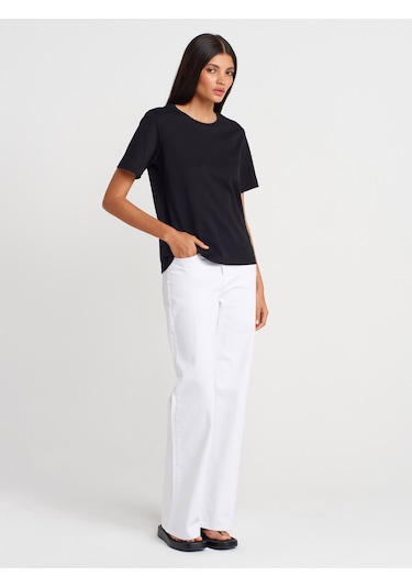 Dilvin 31763 Bisiklet Yaka T-shirt-siyah SIYAH
