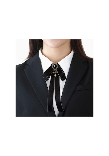 Homyl Şerit Papyon Broş Boyun Kravat Kokteyller Parti Mezuniyet Siyah