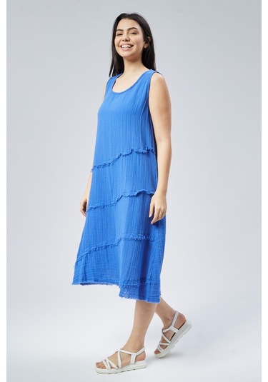 Muslin Elbise Yazın Vazgeçilmesi Mavi