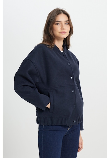 Loose Fit Rahat Kesim Lacivert Şişme Mont Lacivert