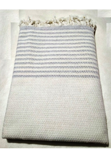 Mandaş Pamuklu Kaymaz Hasır Dokuma Koltuk-çekyat Örtüsü 180x220 - Krem Gri Yeni Krem - Gri