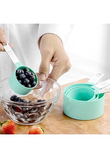 Didadodo 8'li Paslanmaz Çelik Ölçü Kaşığı Ve Bardak Seti - Siyah Kuru & Sıvı Malzemeler İçin Mutfak Aletleri Siyah