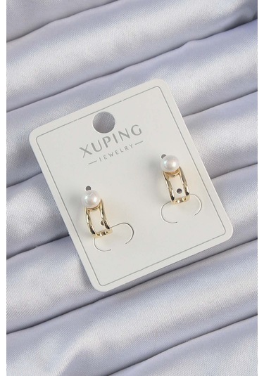 Xuping Gold Renk İnci Taşlı Halka Küpe Çok Renkli