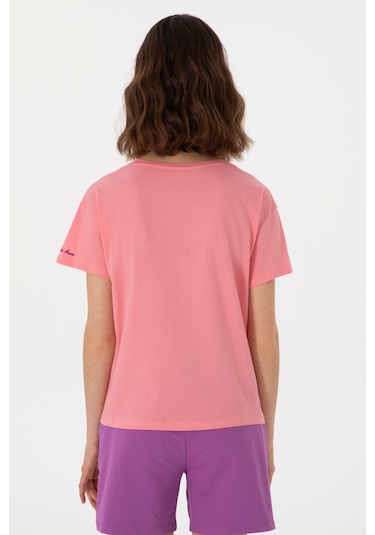 U.S. Polo Assn. Kadın Pembe Bisiklet Yaka Tişört 50308639-VR041