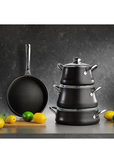 Schafer Ottawa Y.Y.-Tencere Seti -7 Parça-Siyah
