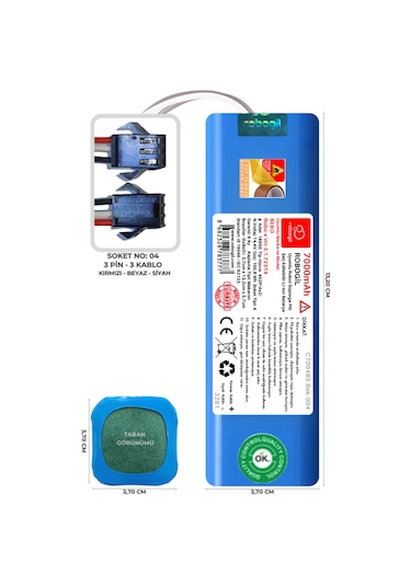 Beko Robo-x Vrr 3.1 72314 7000mah Uyumlu Robot Süpürge Pili C7004bs-bek-004