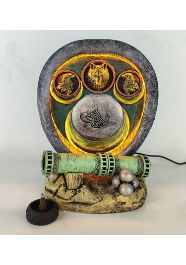 Sahi Topu Tuğra Dekoratif Işıklı Konik Tütsülük