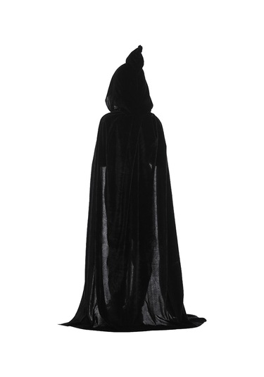 Hangfox Çocuklar İçin Siyah Yumuşak Kadife Palto, Kapaçlı, Korkunç Halloween Kostümü, Unisex, 110cm, Parti Ve Rol Oynama Gereci