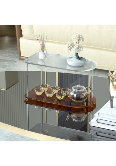 Suntek Katmanlı Vanity Organizatör Tepsi Yatak Mutfak Dresser Baharat Rafı 2 Katmanlı Beyaz