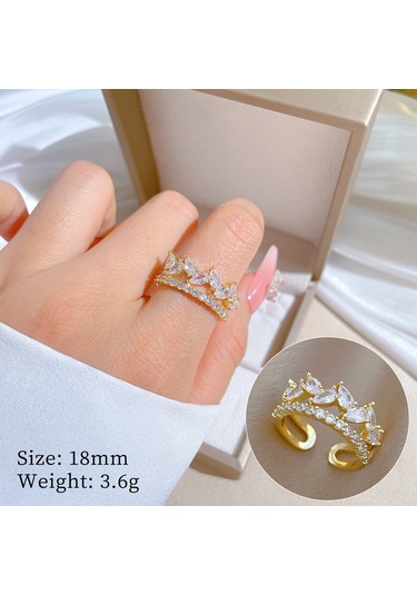 Geometrik Elmas Taşlı Yuvarlak İnci Yüzük No.65 Çok Renkli