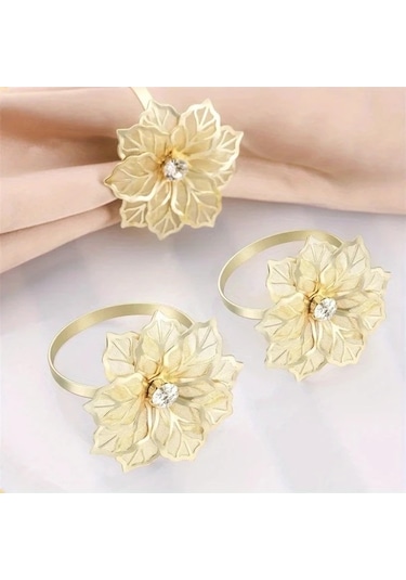 Trendooze Gaojunshop01 2 Adet Gümüş-bronz Peçete Halkası, Düğün Dekoru Pul Çiçek Gümüş