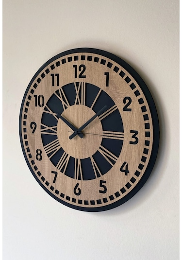 Modern Ahşap Duvar Saati Sağlam Çok Şık Ve Birarada..no:62 Siyah