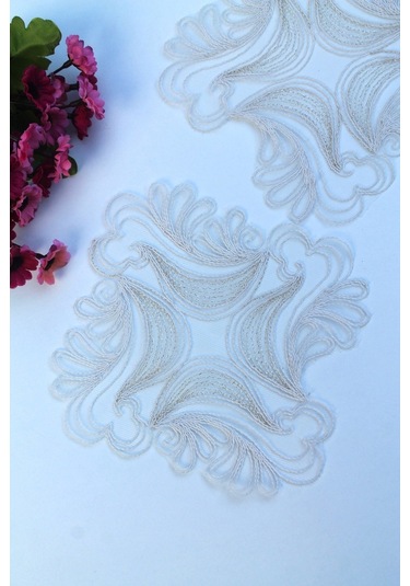 6 Adet Kare Motifli Krem Gold Simli Bardak Altlığı & Peçete Altın