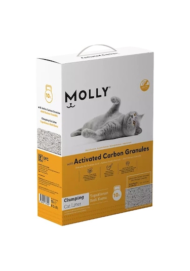 Molly Aktif Karbon Granüllü Topaklaşan Kedi Kumu 10 L