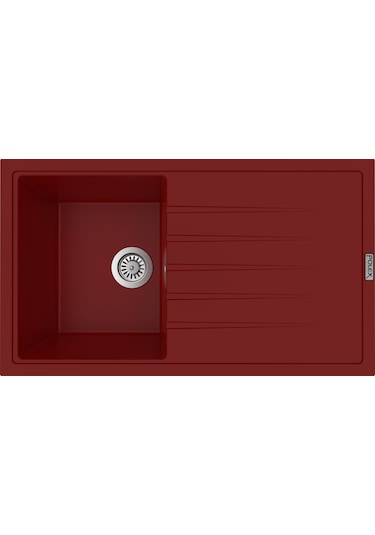 Polex Cristalüx Granit Evye P-03 Bordo Tezgah Altı Ve Tezgah Üstü Mutfak Evyesi 85x49.5 CM