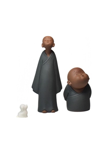 Suntek Küçük Köpek Heykeli Ile Rahip Heykelciği Sevimli 8,5 Cm X 5,5 Cm X 20,2 Cm