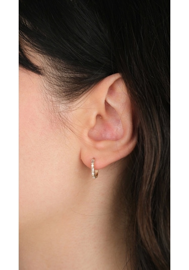 Arpaş 14 Ayar Altın Taşlı Oval Küpe 1024 Gold