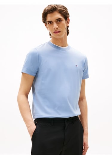 Tommy Hilfiger Klasik Sıfır Yaka T-shirt Açik Mavi