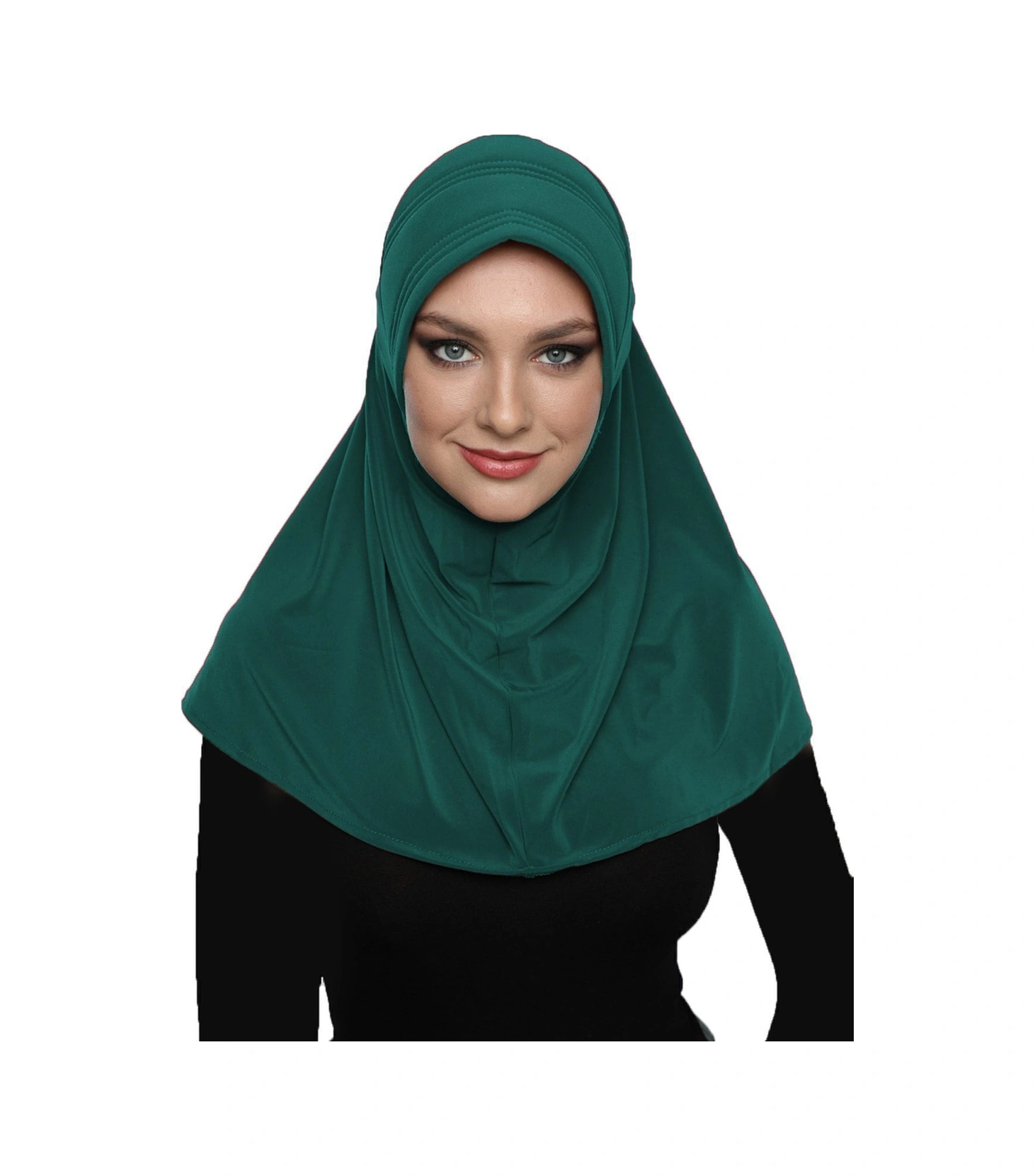 Takmatik Sade Yeşil Hazır Türban Tesettür Havuz Bonesi Namaz Örtüsü Hürrem