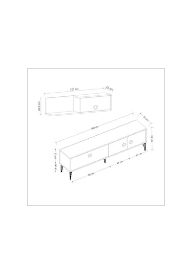 Tv Ünitesi Zerda Gordion Beyaz 180 Cm